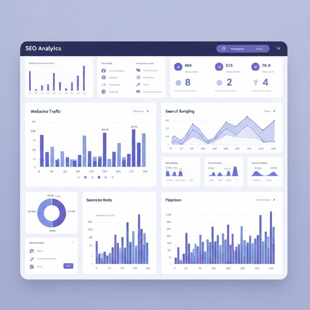 SEO analytics dashboard showing website performance metrics